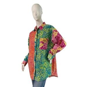 Vintage 80s-90s Lilly Pulitzer White Label Button Down Blouse Sz Medium (10-12)